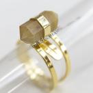 Anel Micro Pontinha Rutilo Bi Ponta Aro Ajustavel Dourado