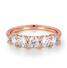 Anel MOOSEA Moissanite 5 pedras preenchido com ouro rosa 14K preenchido com prata