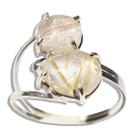 Anel Nlux 2 Gemas Rutilo Natural 11mm Prata 950 Ajustável