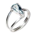 Anel Nlux Topázio Azul Gota Facetada Ajustável Prata 950 Anel Nlux Topázio Azul Gota Facetada Ajustável Prata 950