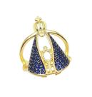 Anel Nossa Senhora Aparecida Zircônia Azul Banhado a Ouro