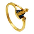 Anel Nossa Senhora com Ponto de Luz e Zircônias Azuis Softjoias Folheado em Ouro 18K