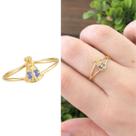 Anel Nossa Senhora Zirconias Azul Banhado Ouro 18k Religioso