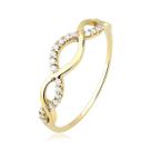 Anel onda curvas com pedras pavê brancas ouro 18k as729