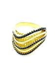 Anel Ondas Cravejado Com Microzirconias Banho Ouro 18k 3264