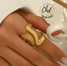Anel ondas douradas_aço inox dourado