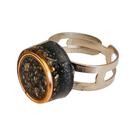 Anel Orgonite Ajustável Pedra Pirita Natural Prosperidade