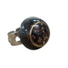 Anel Orgonite Turmalina Negra Pedra Natural Regulável Proteção
