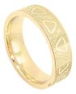 Anel Ouro 18K 6mm Aliança Casamento Noivado Unissex Detalhes Retângulos