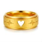 Anel Ouro 18k Coração Vazado 6mm Luxo Compromisso Casamento Noivado Presente Romântico