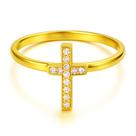 Anel Ouro 2mm Cruz Zircônia Brilhante Fé Minimalista Estilo Presente Nfe