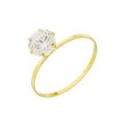 Anel Ouro Feminino 18k 750 Zircônia Água Marinha