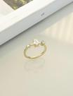 Anel oval e redondo de zirconia fol ouro