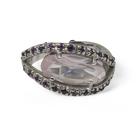 Anel oval prata 92 ametista e quartzo rosa Aro 17