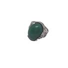 Anel oval prata 925 cabochan verde Aro 24