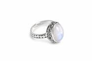 Anel Oval Rendado Pedra da Lua Prata 925