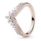 Anel Pandora Princess Wishbone em ouro rosa 14k CZ tamanho 6
