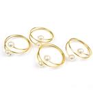 Anel Para Guardanapo Com Pérolas Decoração Para Mesa Posta e Eventos Dourado ou Prata Kit 4 Peças