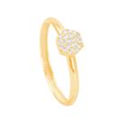 Anel Pave Sextavado com Zircônias em Ouro 18K - AU141117