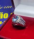 Anel Pedra Azul 7 mm Prata 950 Peso 5.20 Gramas