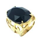 Anel Pedra Cristal Lapidado Mosaico Banho De Ouro 18k 1416
