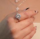 Anel pedra oval e gotas moissanite 10x12mm 6ct joia de prata luxo möverich tamanho:22