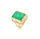ANEL PEDRA RETANGULAR ESMERALDA FUSION BANHADO A OURO - Joia Elegante ANEL PEDRA RETANGULAR ESMERALDA FUSION BANHADO A OURO - Joia Elegante