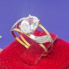 Anel Pedra Zircônia Oval 9 x 7 mm Ouro 18 Kilates Detalhes Ouro Branco Peso 1,03 Grama