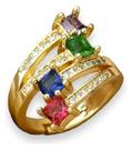 Anel Pedras Coloridas Ajustável Feminino Banhado A Ouro 18K