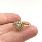 Anel Pizza 11mm Coraçao Amarelo Ouro 18k Diamante Brilhante Riviera Pave