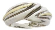 Anel Prata 925 Aro 18 Bombe Laçado Detalhe Ouro 18k J25594