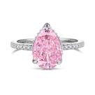 Anel Prata 925 Gota com Pedra Rosa e Microzircônias Anel Prata 925 Gota com Pedra Rosa e Microzircônias