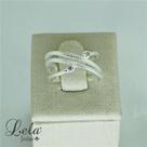 Anel prata 925 transpassado com dois pontino de luz