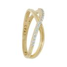 Anel Prata c/ Ouro 18K 3 Fios com Zircônia Branca 4mm
