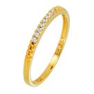 Anel Prata c/ Ouro 18K Meia Aliança Crespo com Zircônia 2mm