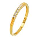 Anel Prata c/ Ouro 18K Meia Aliança Crespo com Zircônia 2mm