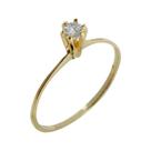 Anel Prata c/ Ouro 18K Solitário com Zircônia Branca 3mm
