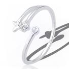 Anel Prata Pura Feminino Ajustavel Borboleta Ponto Luz Flor