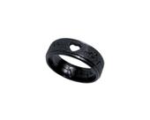 Anel Preto Batimentos Cardíacos Aço Inox Coração