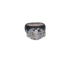 Anel preto oval Prata 925 zircônias aro 17
