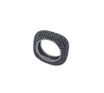 Anel quadrado com cravação total negra banhado a ródio negro - zircônias - 7 mm - 7 g