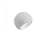 Anel redondo com cravação superior cristal banhado a ródio branco - 2 cm - 18 g