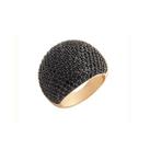 Anel redondo com cravação superior negra banhado a ouro 2 cm - 18 g
