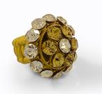 Anel Redondo Com Strass Amarelo