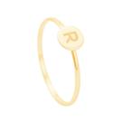 Anel Redondo Placa Letra R em Ouro 18K - AU14164