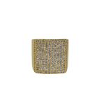 Anel Retangular Com Banho De Ouro E Microzirconias - Aro 15