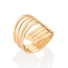 Anel rommanel banhado ouro 3x 24k 18k e 22k feminino grande vazado maxi 4 fios 513498