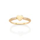 Anel rommanel banhado ouro 3x 24k 18k e 22k fino coração cravejado pedra zircônias 513501