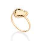 Anel rommanel feminino banhado ouro 18k skinny coração com esferas 513543