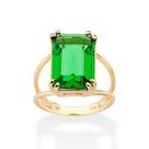 Anel rommanel feminino banhado ouro 18k solitário retangular 513539
